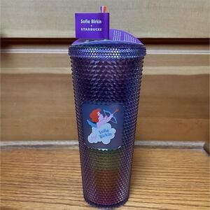 NEW Valentine's Starbucks Sofie Birkin Tumbler Purple Iridescent Rainbow Cupid